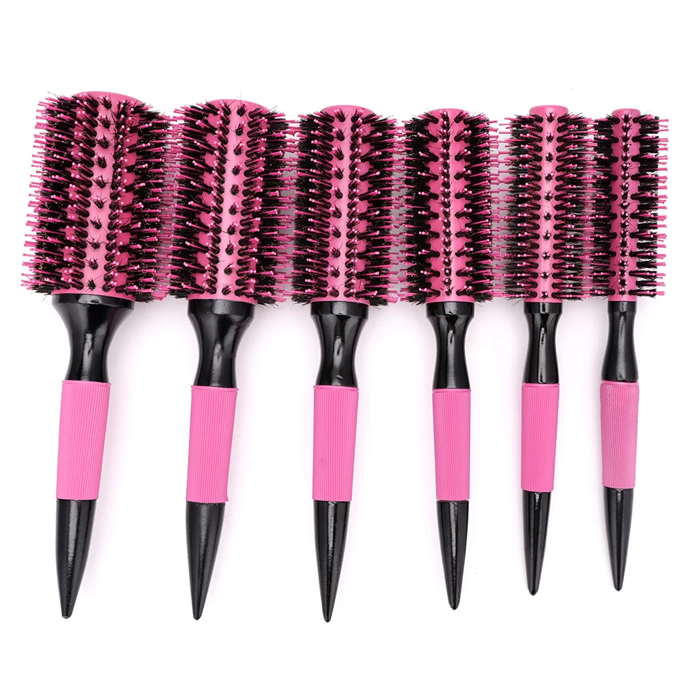 

Деревянная круглая расческа-щетка с щетиной кабана и нейлоном, профессиональные инструменты для укладки, керамическая ионная щетка для волос, парикмахерские принадлежности