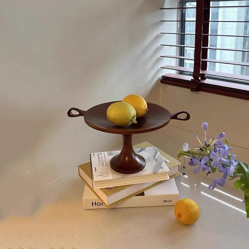Medieval-style Trays Ear-shaped Fruit Plate High Legs Made Imitation Trays Wood Storage Durable Home Decor Plateaux ZY40TP
