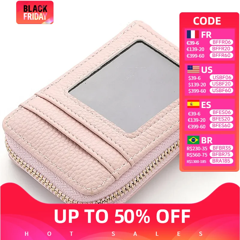 

Women Mini Wallet Pu Leather Zipper Short Id Bank Card Holder Purse