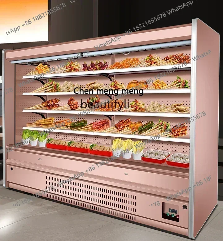 New arrive BBQ fried skewers commercial refrigerated Malatang ordering cabinet vertical air curtain cabinet fruit preservation c
