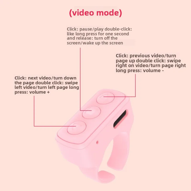 Bluetooth Phone Remote Controller Wireless Selfie Shutter Video Page Turner Like Clicker for Mobile Phone Shooting