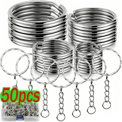Llaveros de Metal divididos, cadenas de enlace de 20-30mm, llavero, colgantes, anillos de soporte, cadena DIY, venta al por mayor, 10-50 piezas
