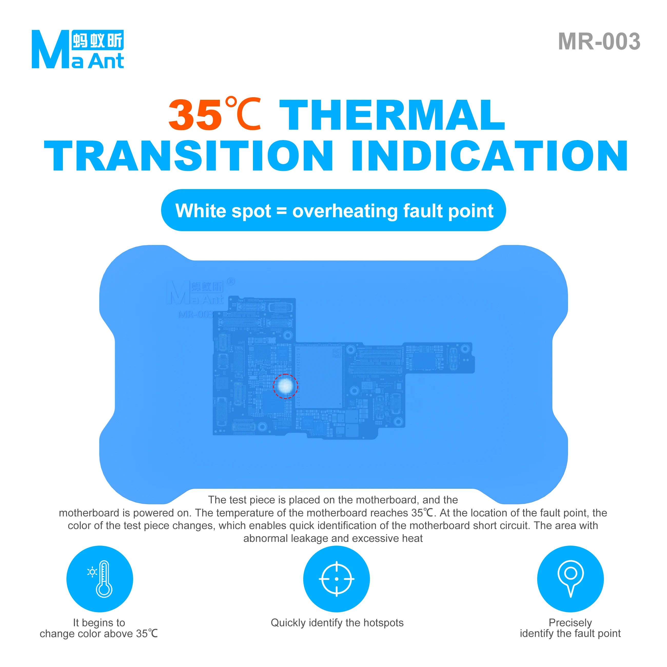 MaAnt MR 003 Motherboard Temperature Sensor Sheet 35℃ Color Change Silicone Pad For Phone Mainboard Short Circuit Fault Hotspot