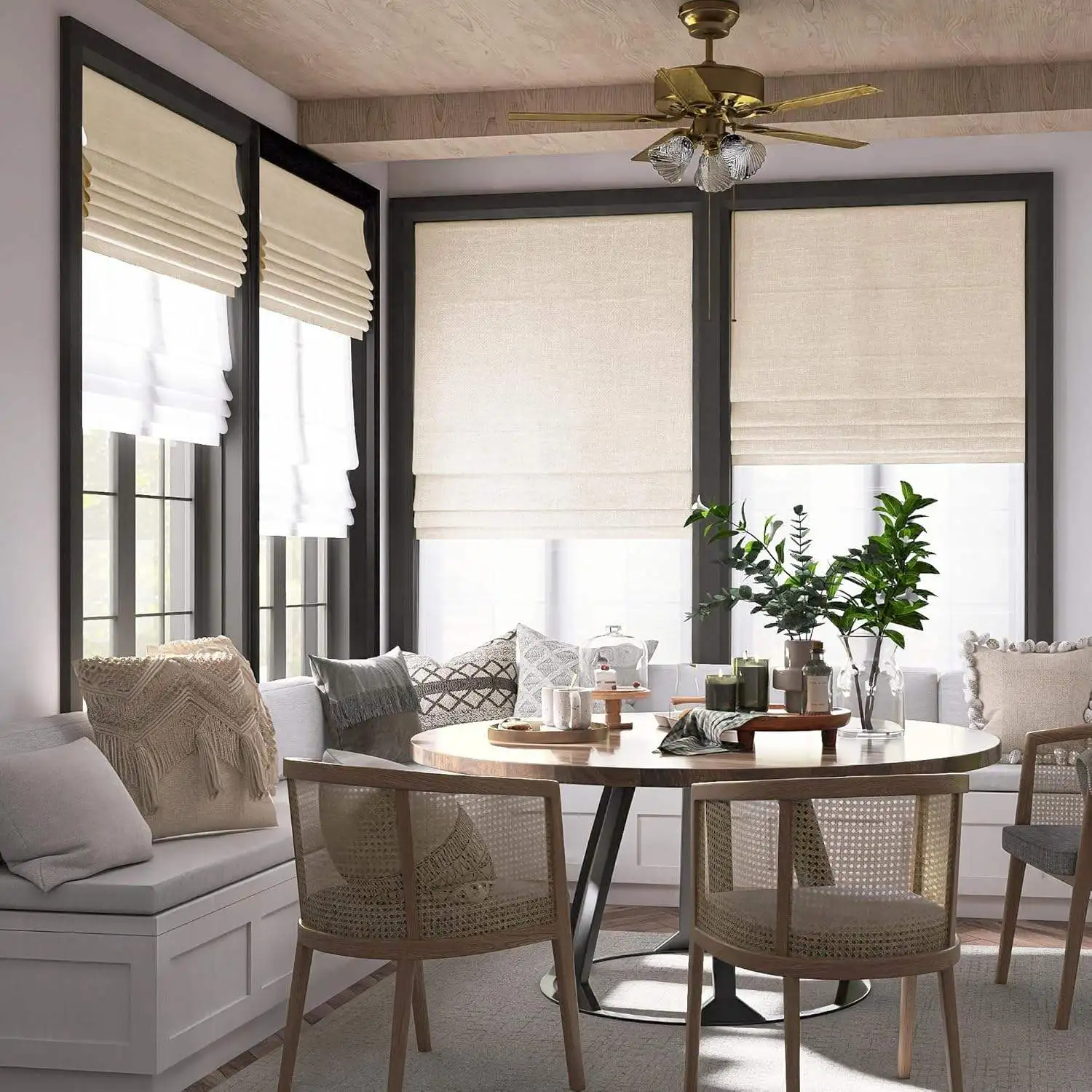 Roman Blinds Double Layer Custom Production Vertical Blinds Suitable for Home Use Intelligent Electric Control