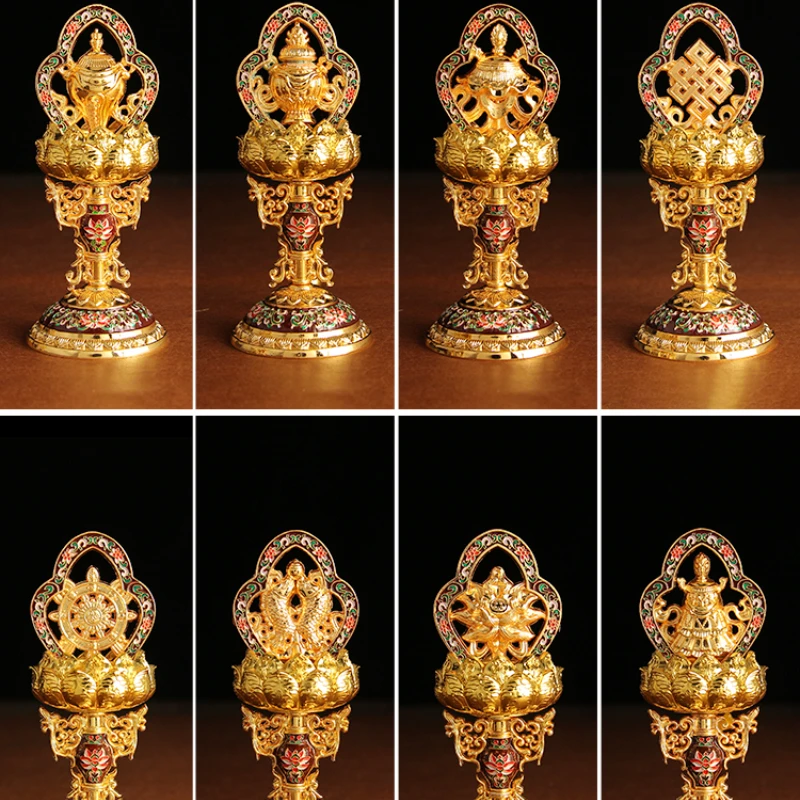 

handicraft thickened solid cloisonne auspicious eight treasures Buddha statue eight auspicious ornament hei