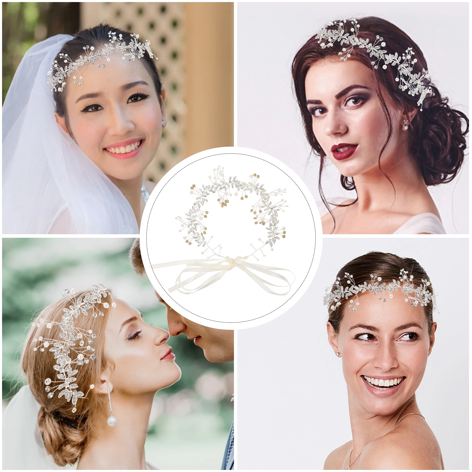 

Pearl Headb Pearls Hairb Elegant Headdress Wedding Headpiece Rhinestone Alloy Ladies Girls Bright Colors Chic Style Quality