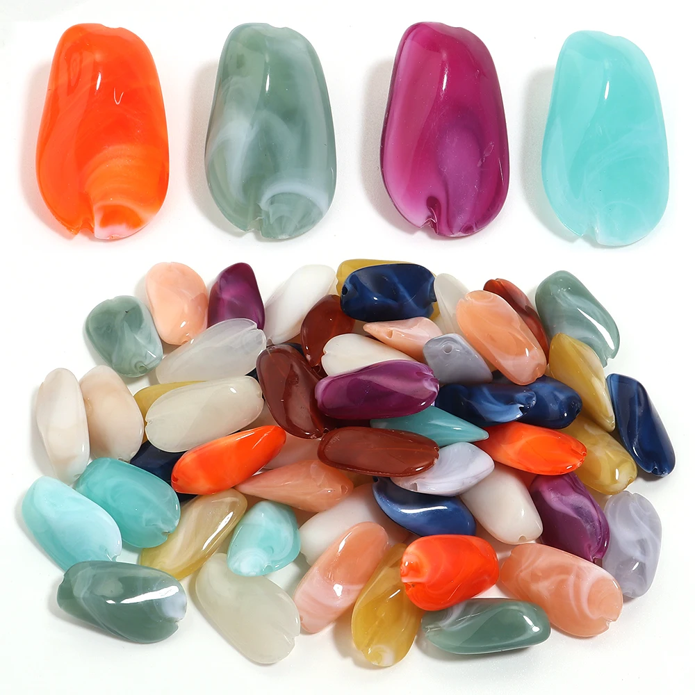 30 Stück 24,5 x 14 mm unregelmäßige Acrylperlen in zwei Farben, lose Abstandsperlen für DIY-Schmuckherstellung, Armband, Halskette, Zubehör