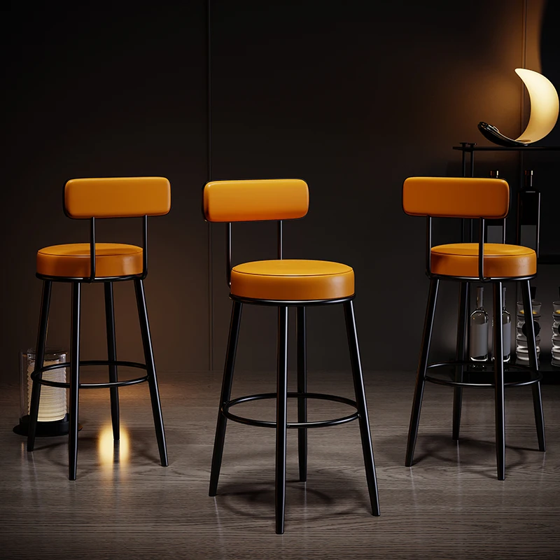 Luxury Bench Bar Stools Minimalism Kitchen European Bar Stools Stainless Steel Reception Desk Barkrukken Lounge Suite Furniture