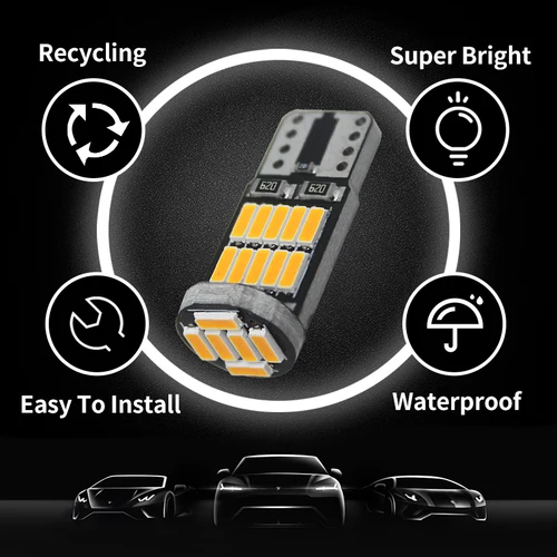 Imagen 2 del producto 100 Uds Canbus luz LED Interior del coche 26SMD 4014ChipsS luces de instrumentos (T10 W5W/194 501)
