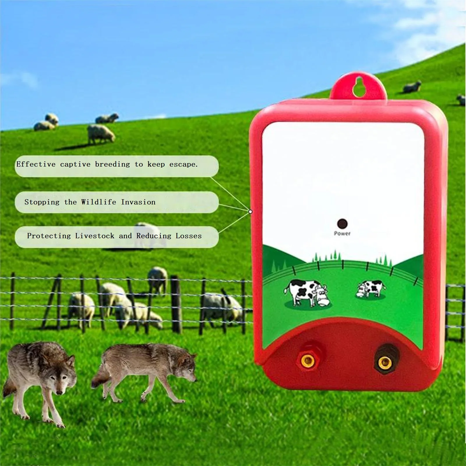 

10km Electronic Fence Charger 1.5J Electric Fence Energizer Poultry Equipment for Livestock Animal Sheep Cattle Horse Fence Tool