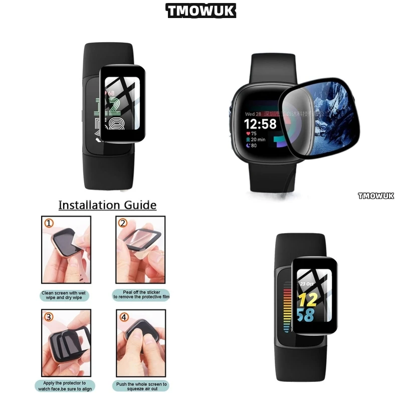 

For Fitbit Sense 2 Versa3 2 4 Inspire 3 Charge 6 5 Full Cover Screen Film 3D Curved Anti - Scratch PMMA Soft F