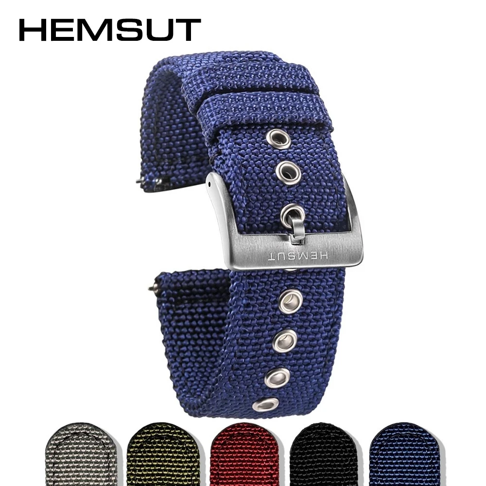 Hemsut High Quality Nylon Watch Bands Quick Release Movement Wrist Straps Military Breathable Waterproof 18mm 20mm 22mm 24mm