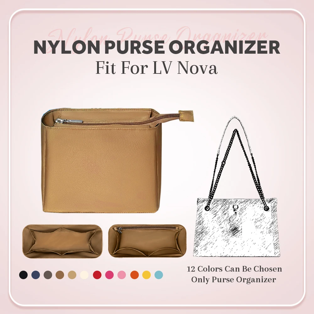 Nylon Purse Organizer Insert, Inside Bag Organizer Insert Fit for LV Nova Slim Inner Liner Bag In Bag Makeup Organizer Insert