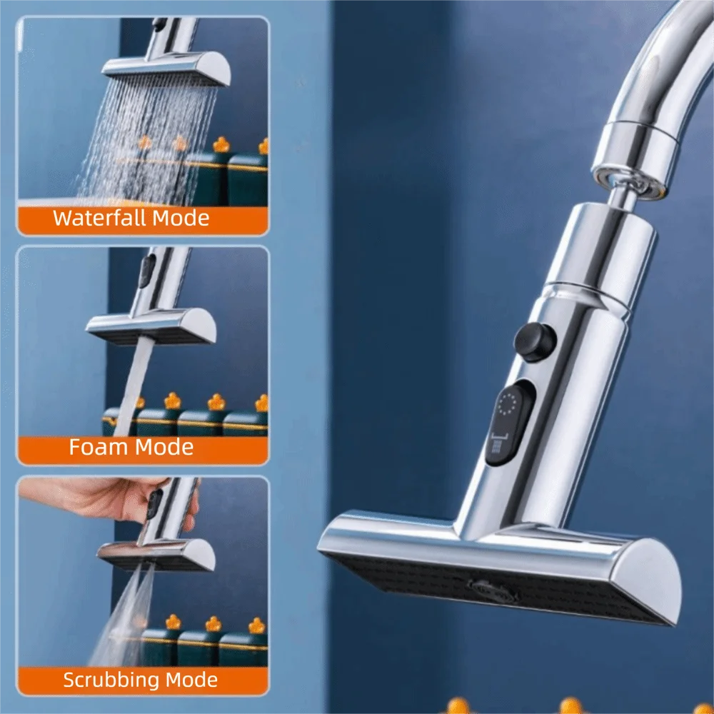 3 Modes Swivel Kitchen Filter Faucet Anti-splash with Dirt-trapping Filter Kitchen Faucet Aerator Large Panel