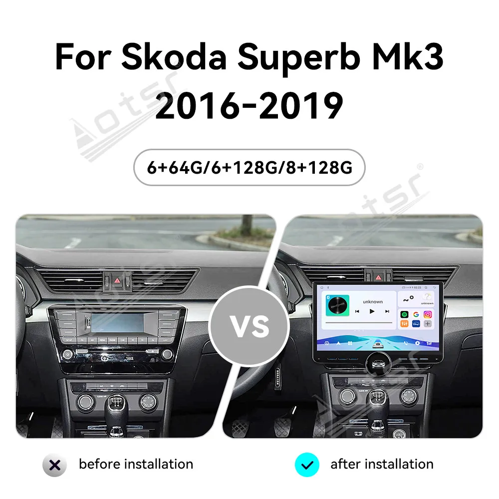 11.5 Inch Screen Android 15 Car Radio Multimedia Player For Skoda Superb 2016-2019 Navigation Wireless CarPlay Auto Head Unit
