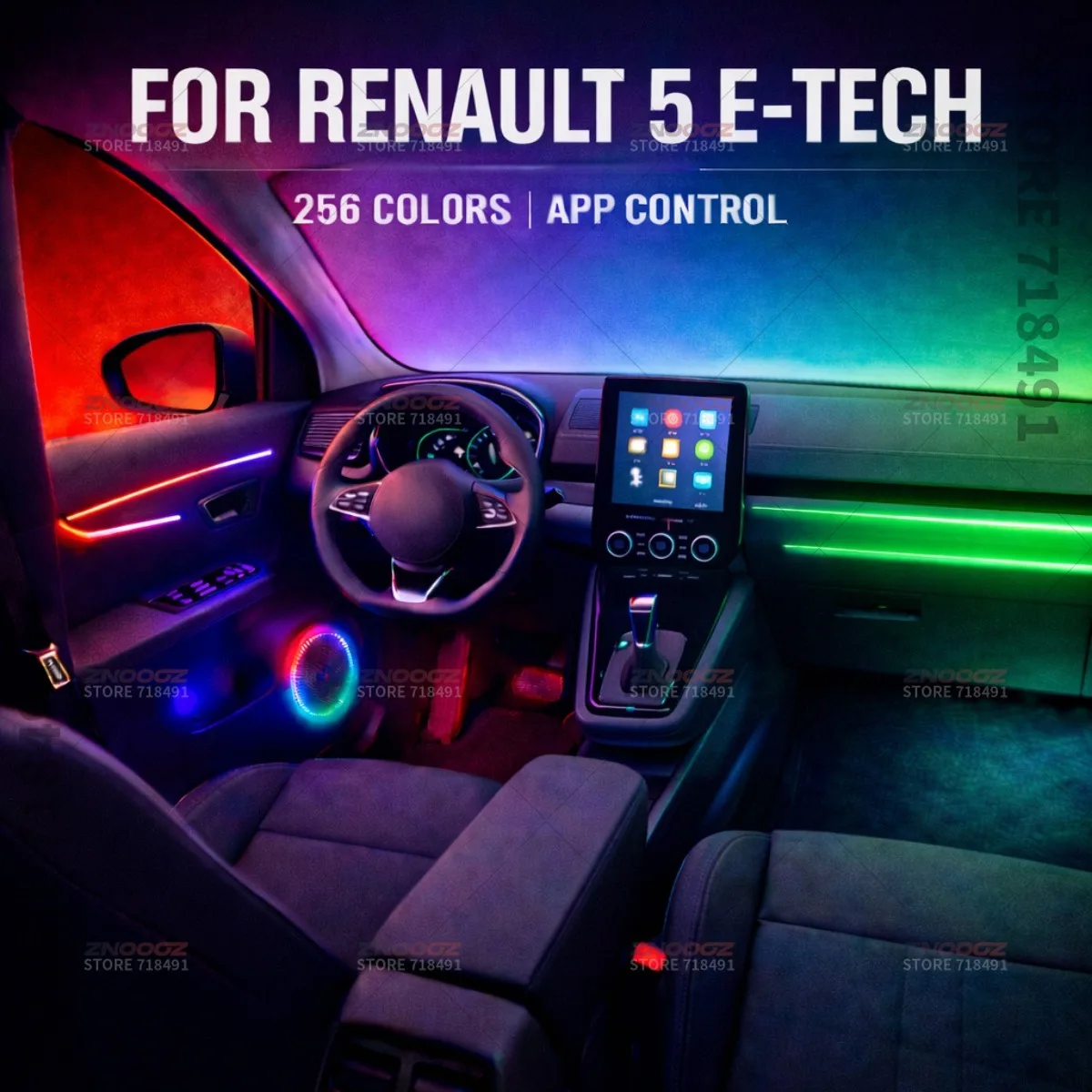 22in1 RGB Car Interior Acrylic Car Ambient Lights RGB Hidden Acrylic Strip Decoration Atmosphere Accessories For Renault 5E-Tech