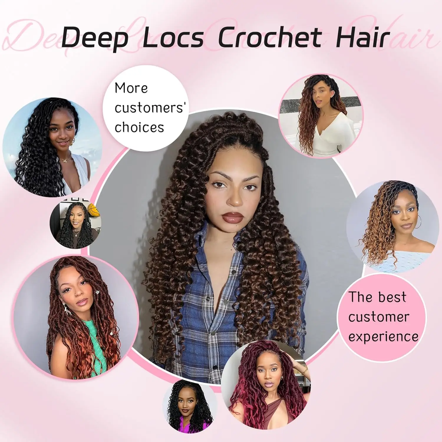 1/8 แพ็คลึก Faux Locs ผมโครเชต์นุ่ม Locs ผมโครเชต์ Pre Looped สังเคราะห์ Deep wave ผมโครเชต์สําหรับผู้หญิงสีดํา