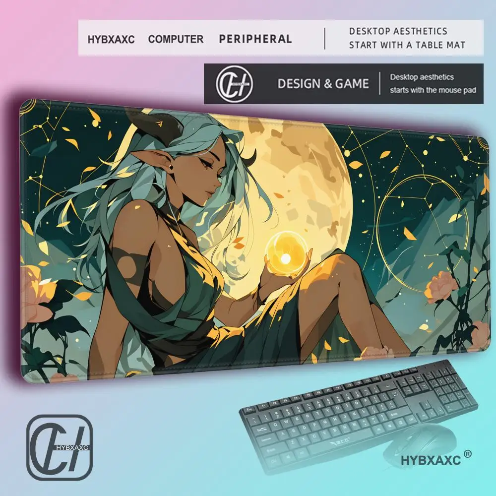 HYBXAXC Taurus zodiac desk mat grounded elegance floral magic anime style design zodiac mousepad
