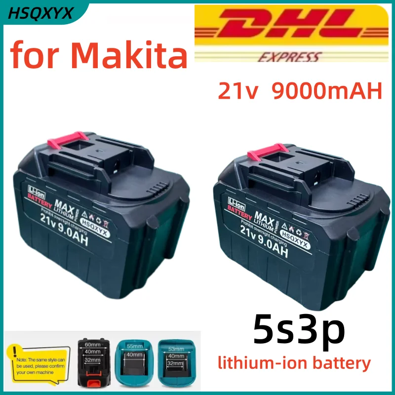 

Аккумулятор литий-ионный 21В 9Ач для электроинструментов Makita 18В/21В серии B: цепная пила, ударный гайковерт, угловая шлифмашина