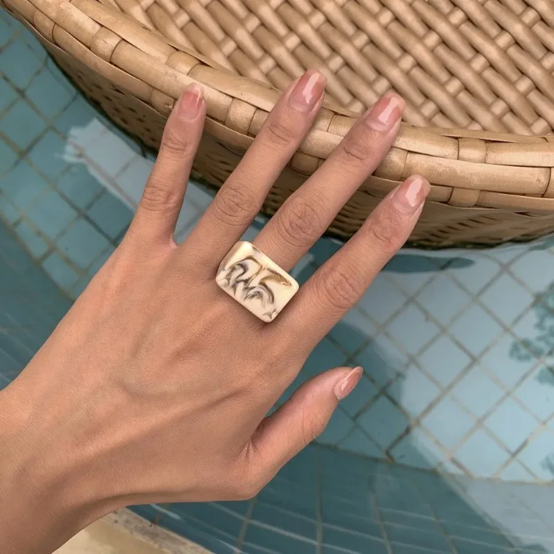 مزاجه الملونة الاكريليك خاتم موضة جديدة النساء الرجال الراتنج خواتم هندسية حلقة مربعة شخصية البساطة مجوهرات 2025 #3