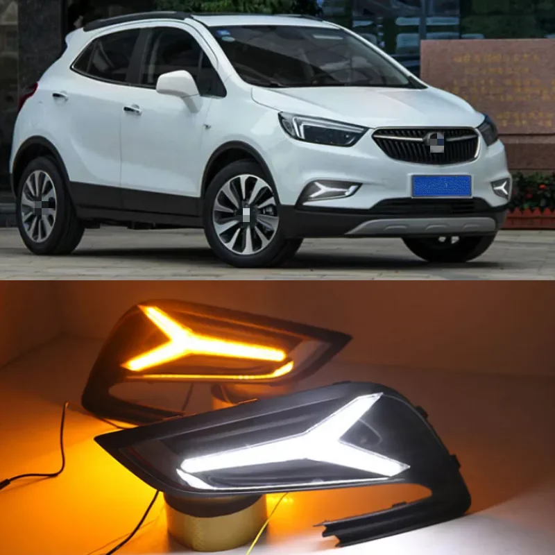 2pcs LED For Buick Encore Opel mokka 2016 2017 2018 Driving DRL Daytime Running Light fog lamp Relay LED DRL Daylights