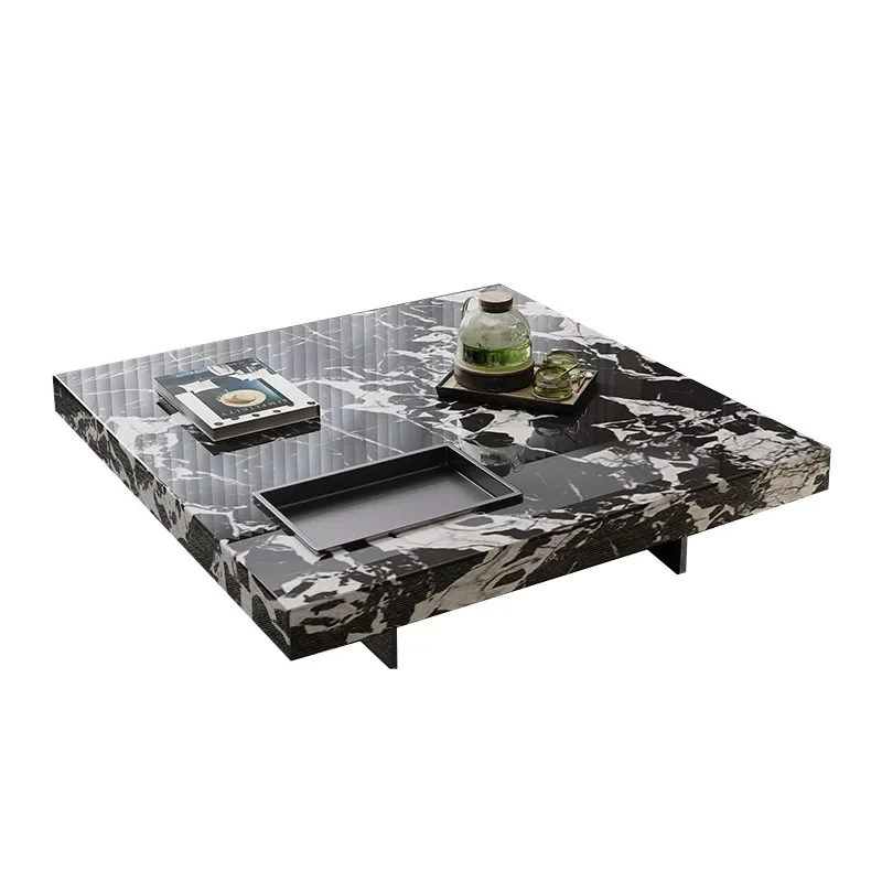 

Natural luxury stone Baoger Heili marble square coffee table living room home light luxury high sense