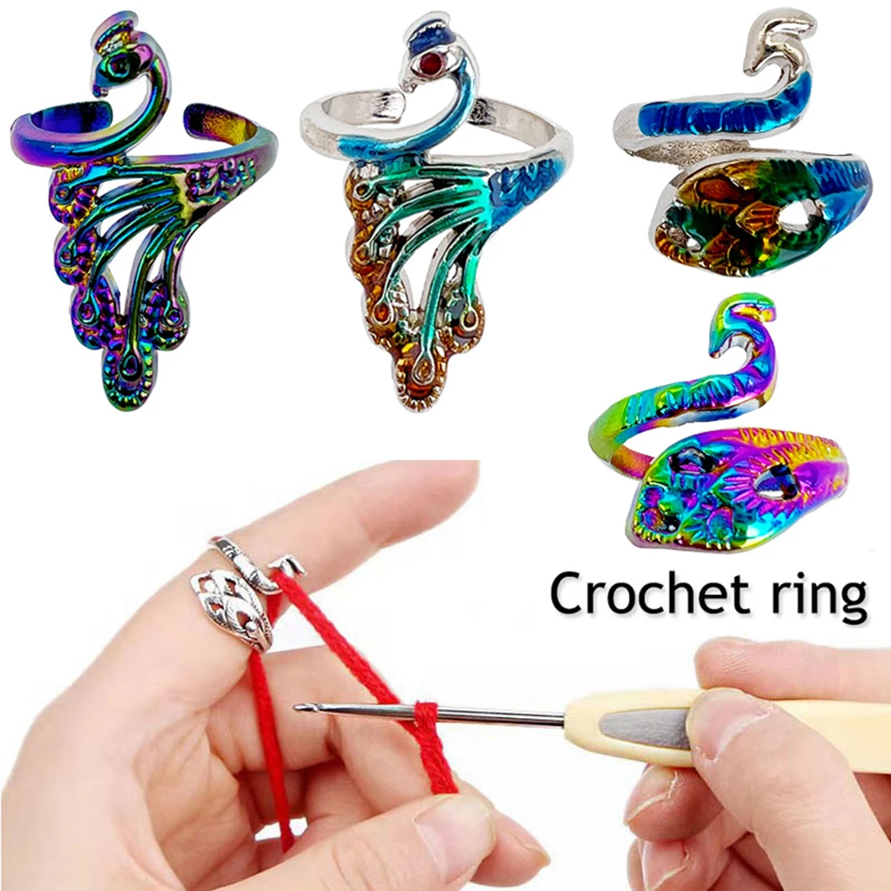 DIY Knitting Accessories Ring Thread Wrapped Rings Loop Wire Winder Crochet Wire Ring Adjustable Knitting Loop Sewing Accessory