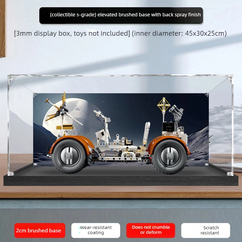 High‑Clear Transparent Acrylic Dustproof Display Box Storage Holder for LEGO 42182 Lunar Surface Rover Model Building Blocks