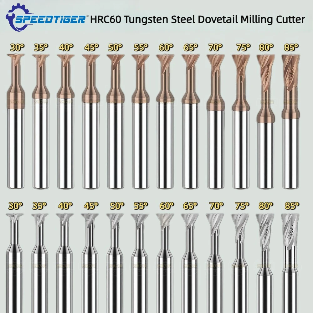 SPEEDTIGER Carbide Dovetail End Milling Cutter 30 35 40 45 50 55 60 65 70 75 80 85 Degree Dia 4 5 6 8mm Tungsten Steel for Metal