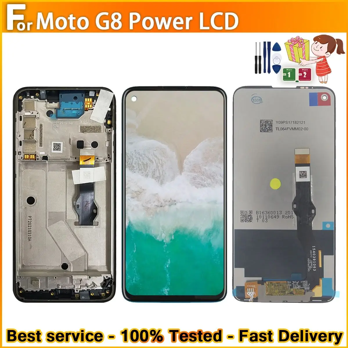 For Motorola Moto G8 Power LCD XT2041 XT2041-3 XT-2041-1LCD Display Touch screen Digitizer Replacement NO Frame/With Frame