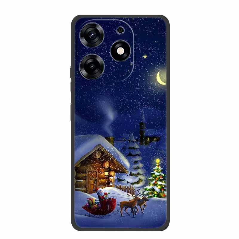 สําหรับ Tecno Spark Go 2024 กรณี Merry Christmas Xmas สีดําซิลิคอนนุ่มปกหลังสําหรับ Tecno Spark 10 Pro 10C POP 8 โทรศัพท์กรณี
