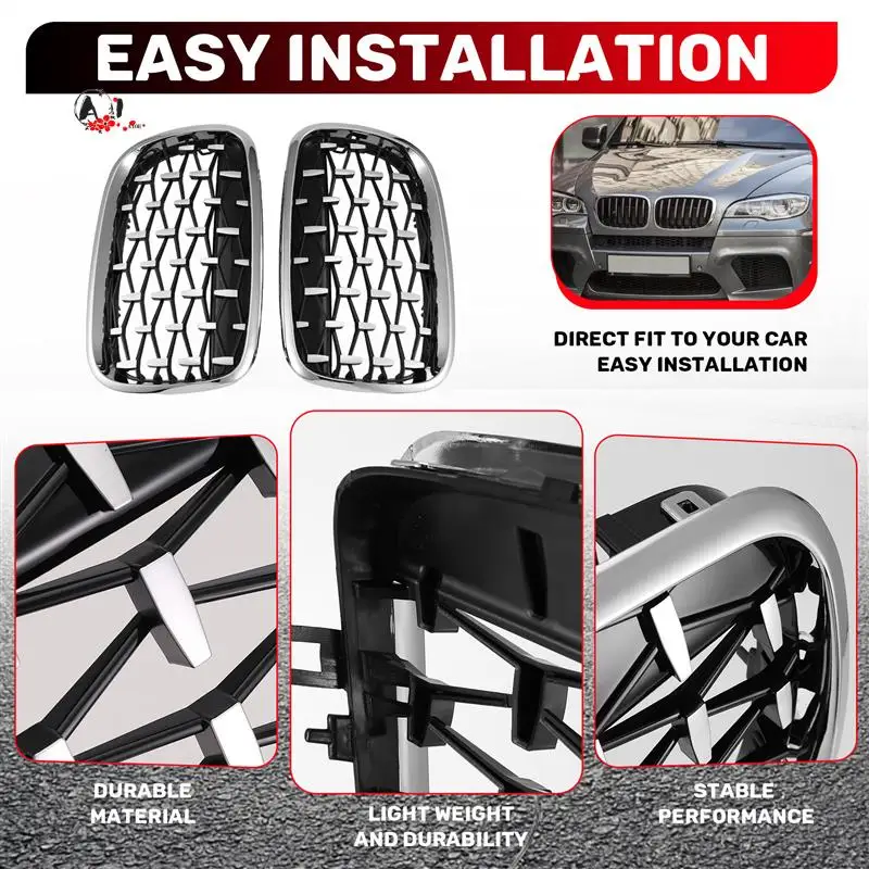 

A10E-Car Silver Front Middle Grille Grill Replacement For BMW X5 E70 / X6 E71 2008-2013