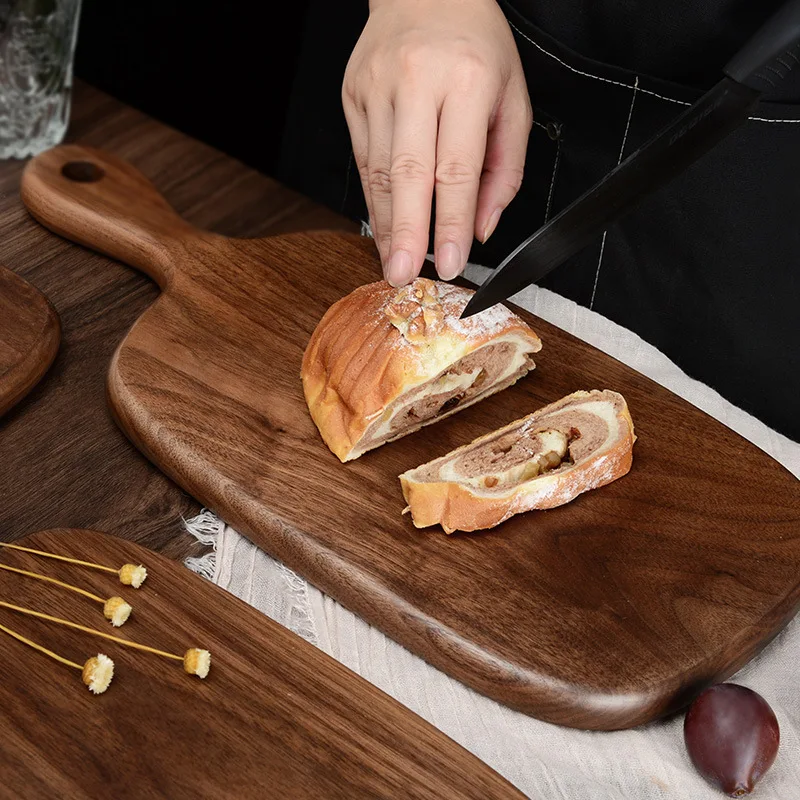 Quality Kitchen Wooden Chopping Blocks Beech Walnut Cutting Board Pizza Bread Fruit Sushi Tray Hangable Non-slip Kitchen Tools