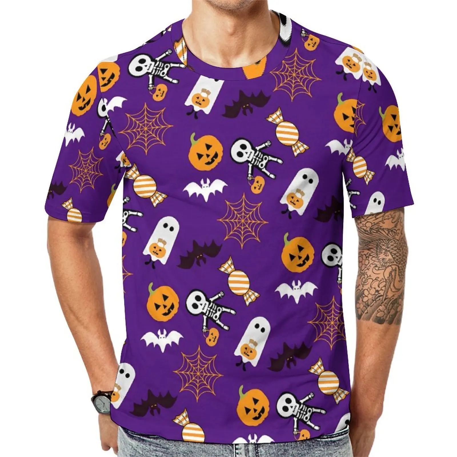 Summer T Shirt Cute Ghost T-Shirts Halloween Pumpkin Spooky Y2K Fun Hip Hop Tee Shirt For Men Short Sleeve Oversize Clothes
