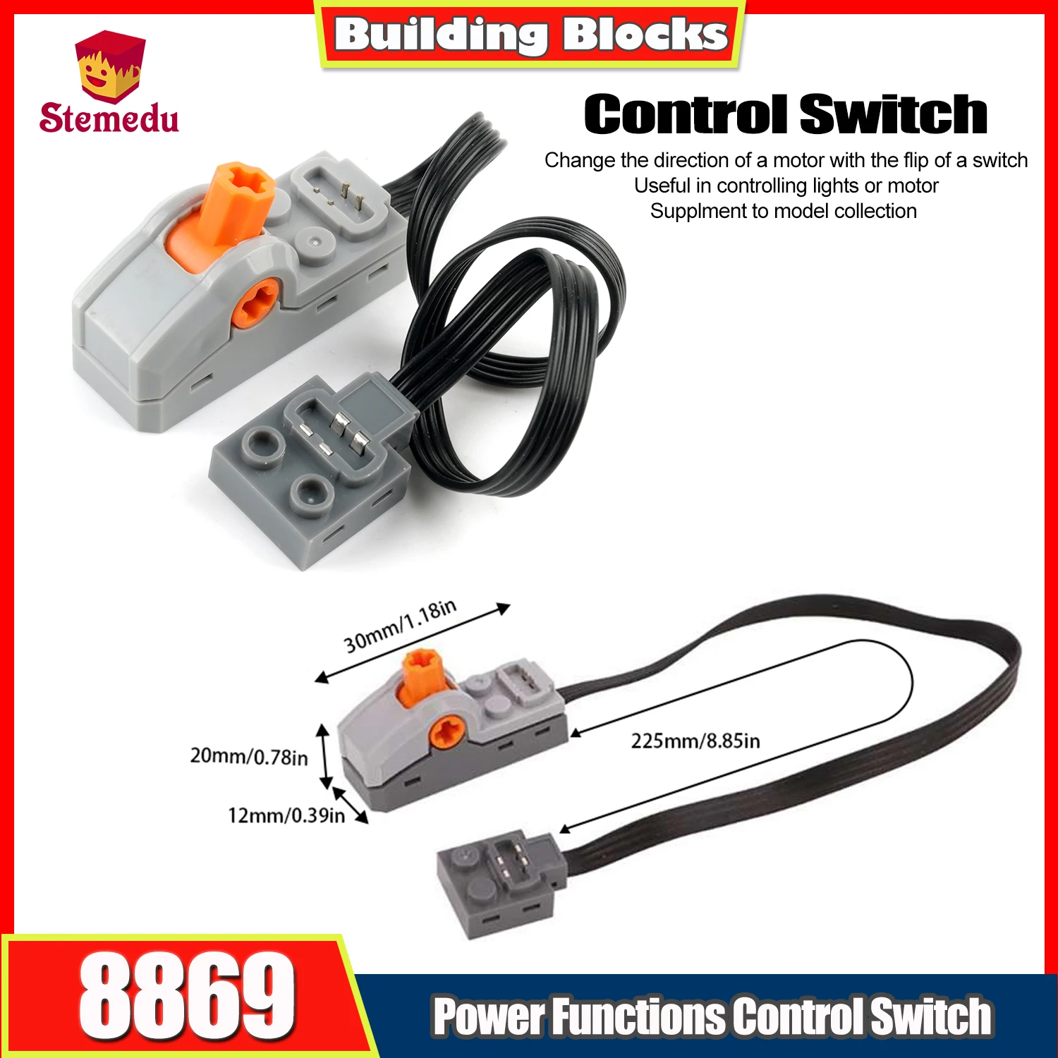 

1/4pcs Power Functions Current Control Switch 8869 MOC Power Up Motor Building Blocks for 10254 53401 53400 Rail Tracks