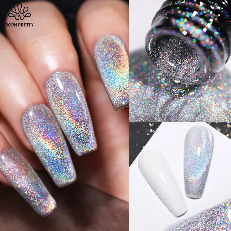

ZH 1Pcs Versatile Rainbow Cat Eye Gel Nail Polish Laser Rainbow Rainbow Crystal Cat Eye Nail Salon Special Nail Art Nail Supplie