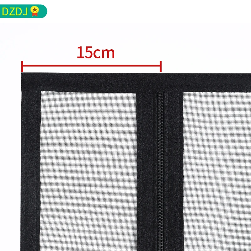 มุ้งกันยุงสำหรับหน้าต่างม่านประตูกันยุงสีดำขนาดกำหนดเองตาข่ายกรองแสงหลายขนาดพร้อมซิปมีแถบกาวในตัว