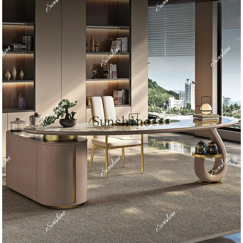 

Light luxury modern high-end sense simple high-end office tea table rock slab tea table