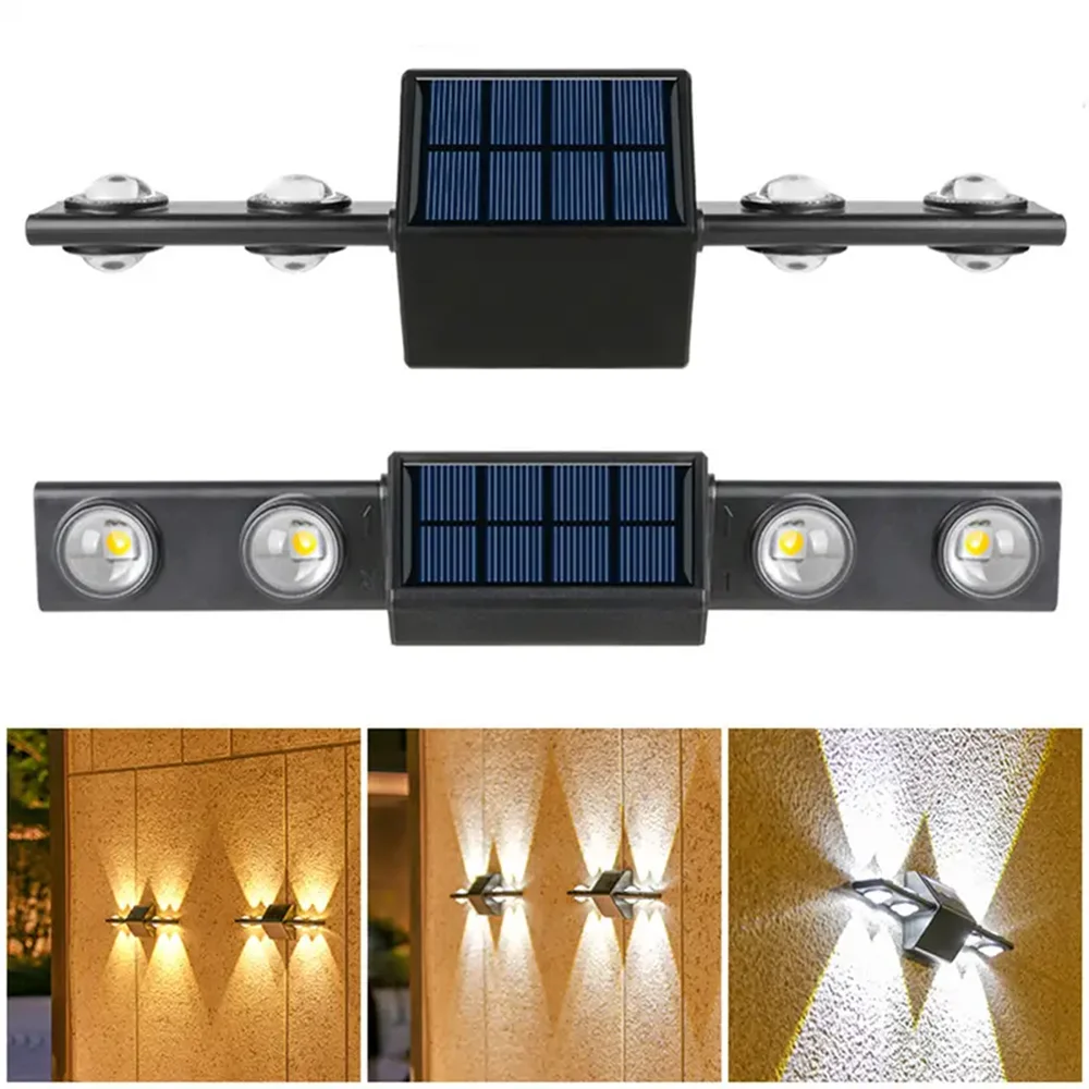 Solar 8LED Wall Light Outdoor Wall Lamp Up and Down Waterproof Solar Powered Lights for Home Garden Step Patio Outdoor Decor