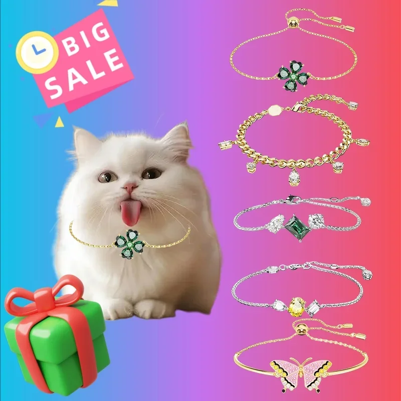 

Cat accessories Austrian original jewelry heart-shaped green crystal bracelet exquisite high-end girls party accessories