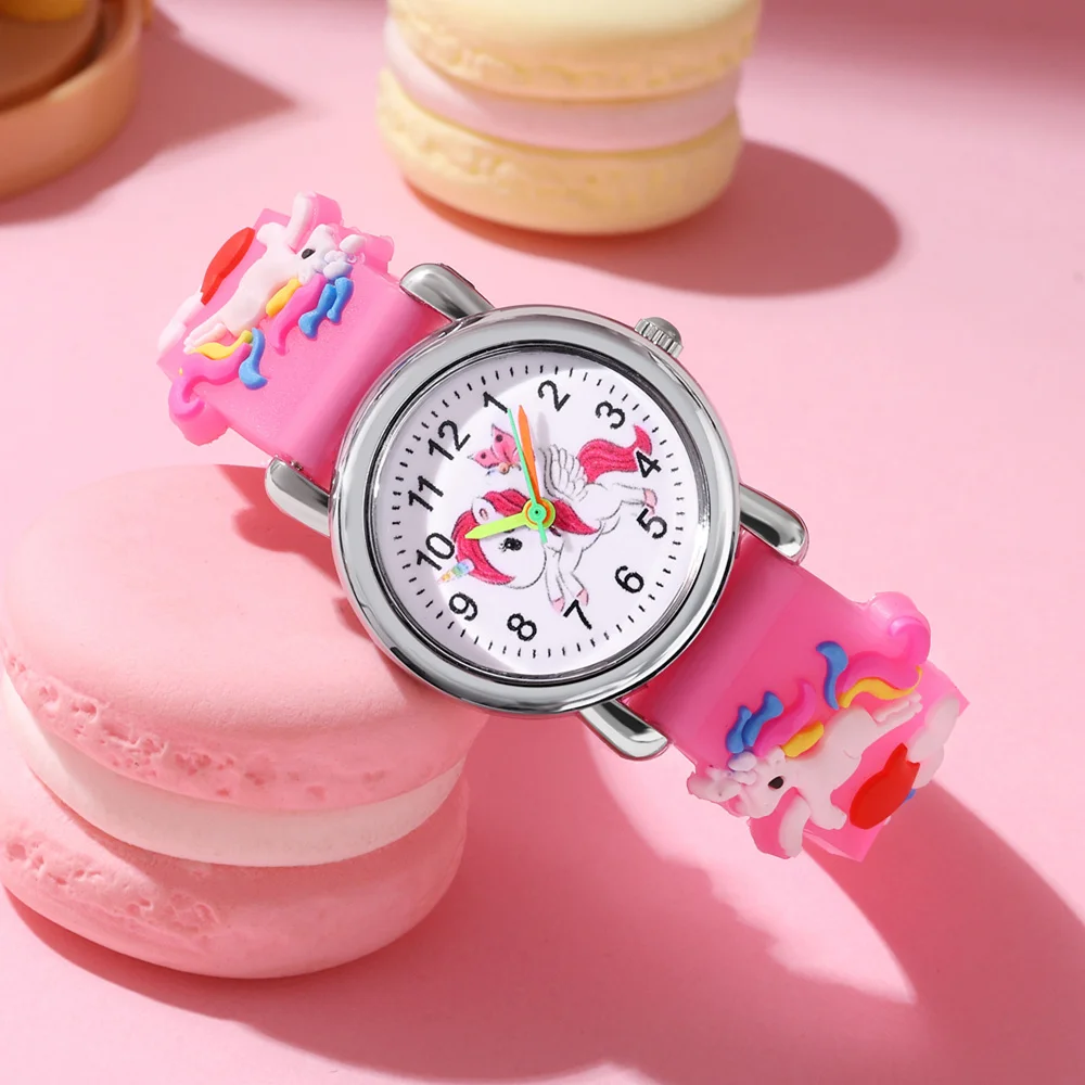 Cute Unicorn Children\'s watch Candy color Silicone band Cartoon watch