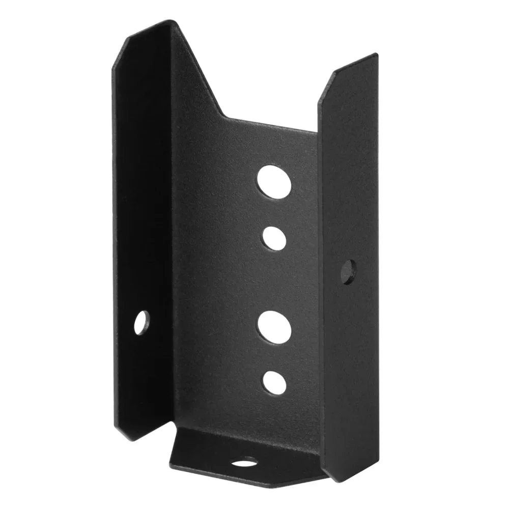 18 Gauge Black Metal Fence Rail Bracket, Heavy Duty Support for 2x4 Wood Post, Outdoor Hardware Fitting Without Screws