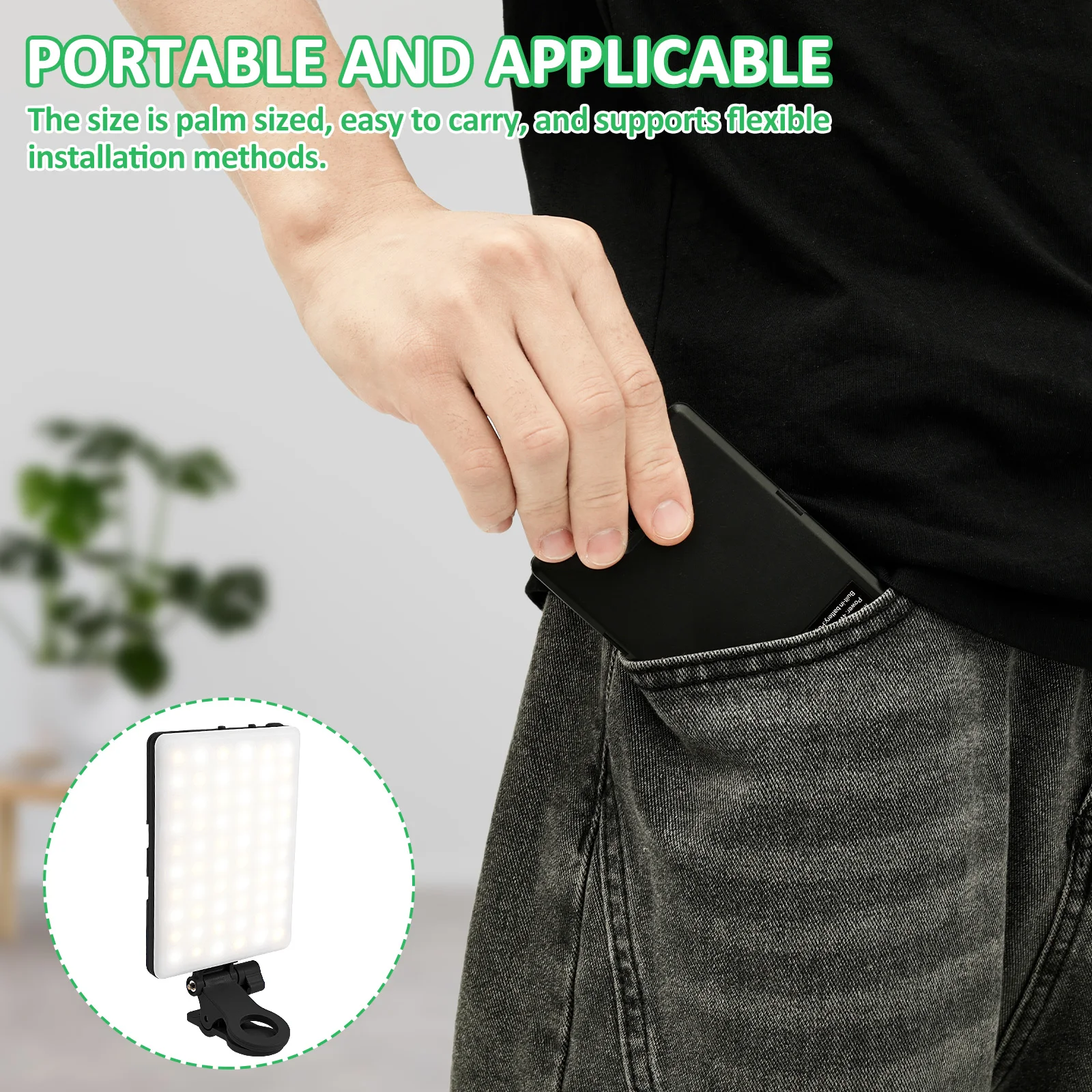 Светодиодный светильник для селфи RGB Светодиодный карманный заполняющий светильник для селфи для телефона, планшета, камеры, фотосъемки, видео с регулируемым зажимом, 3-модный светильник