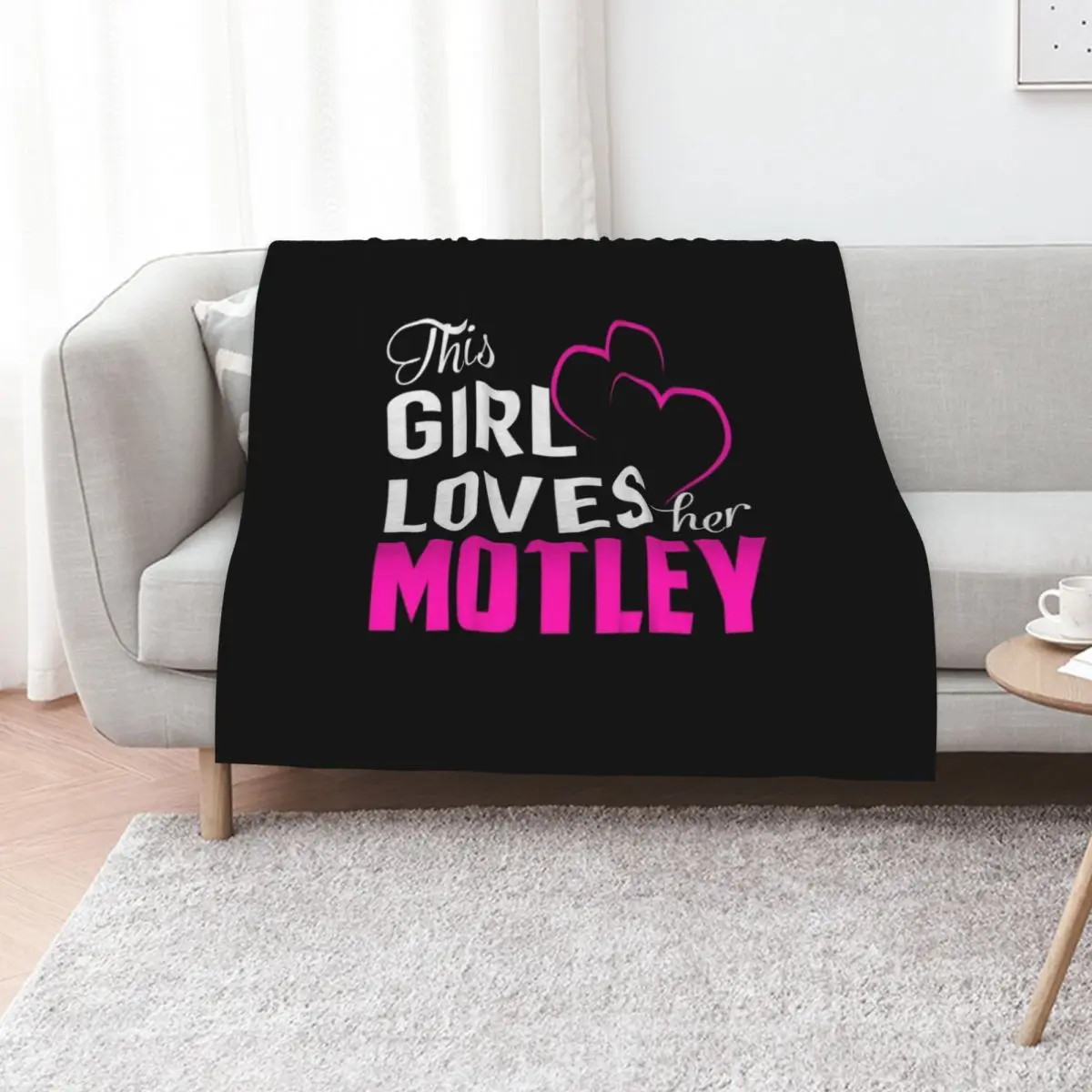 Motley This Girl Loves Her MOTLEY Throw Blanket Plaid on the sofa Bed covers Large Custom Moving for babies Blankets