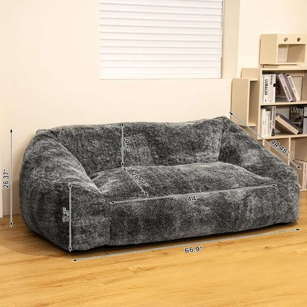 Giant Bean Bag Chairs for Adults, Large Oversized Bean Bag Sofa Couch for Adults with High-Density Foam Filled and Armr