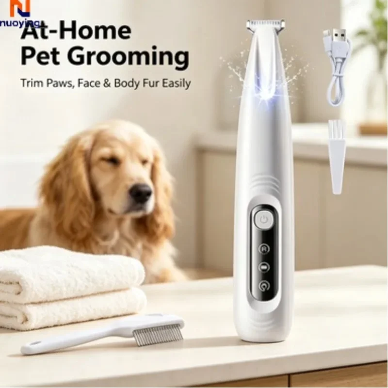 Wasserdichter Tierpfoten-Haarschneider mit Eingebauter LED-Beleuchtung & LED-Leistungsanzeige, 18mm Breite Klinge, Wiederaufladbarer Hunde- und Katzen-Trimmer