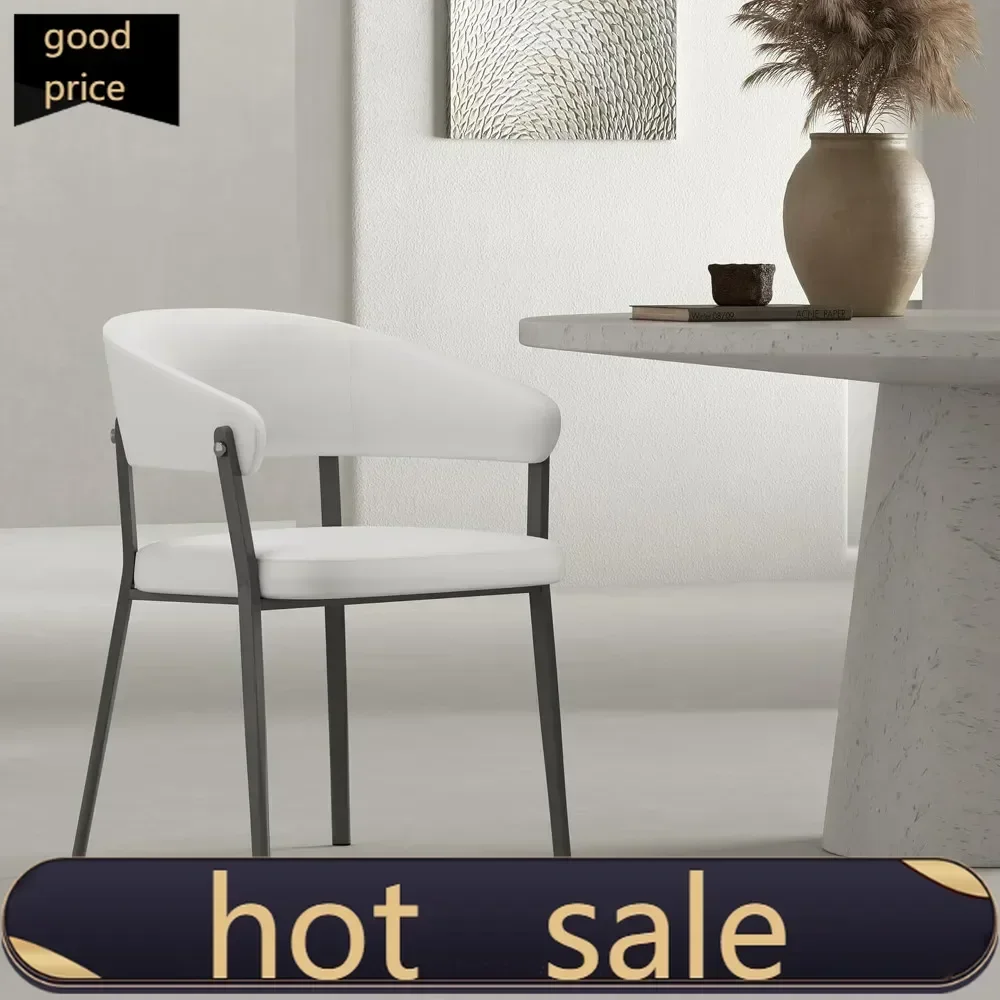 Activity price Modern Belle Dining Chair by Manhattan Comfort: Textured Faux Leather, Curved Back, Metal Frame, Kitchen Accent