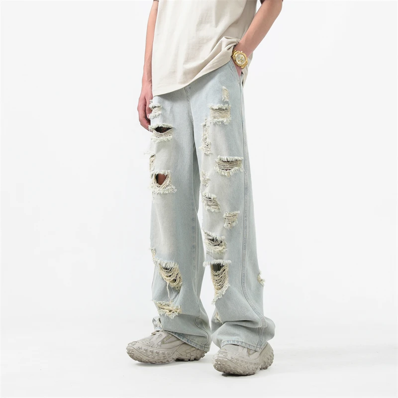 High street wash ripped stretch slim feet wash soft denim skinny pantsHigh street wash ripped stretch slim feet wash soft denim