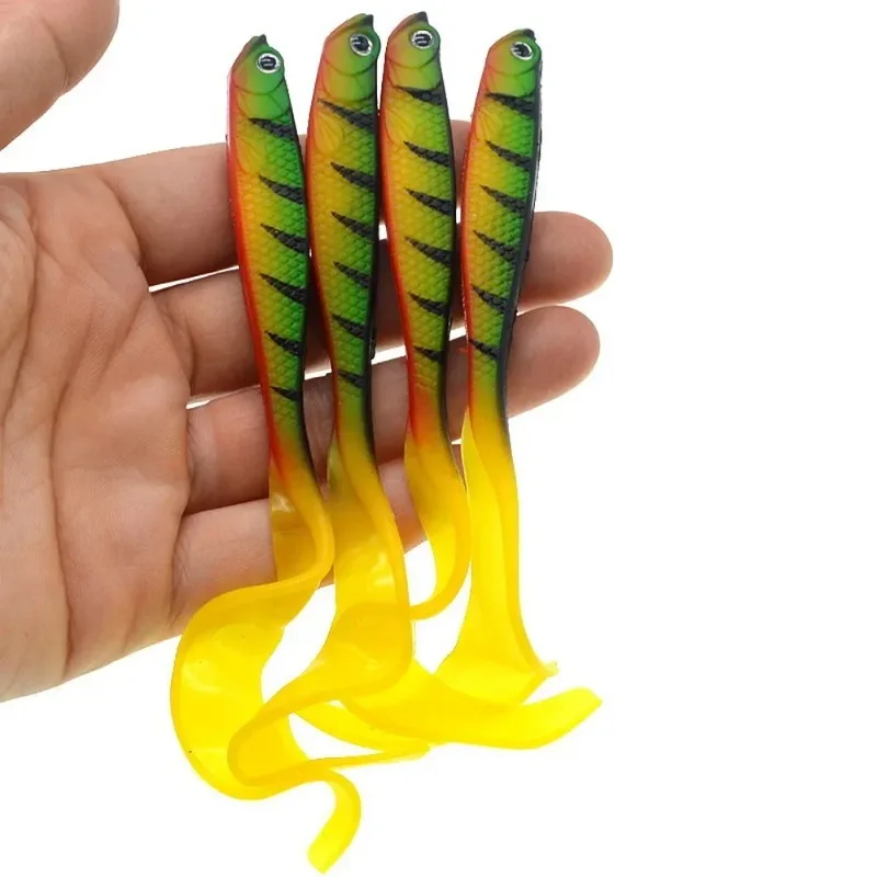 

4PCS Fishing Lure 125mm 5.5g Swimbait Shad T-Tail Soft Bait Artificial Silicone Lures Bass Pike Fishing Jigging Wobblers