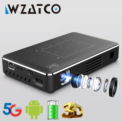 Projektor WZATCO P10ii DLP 3D wbudowany MINI projektor akumulatorowy inteligentne WIFI obsługi zestawu kinowego FULL HD 4K